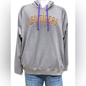 Knights Apparel LSU Gray Hoodie with Purple Neck Trim